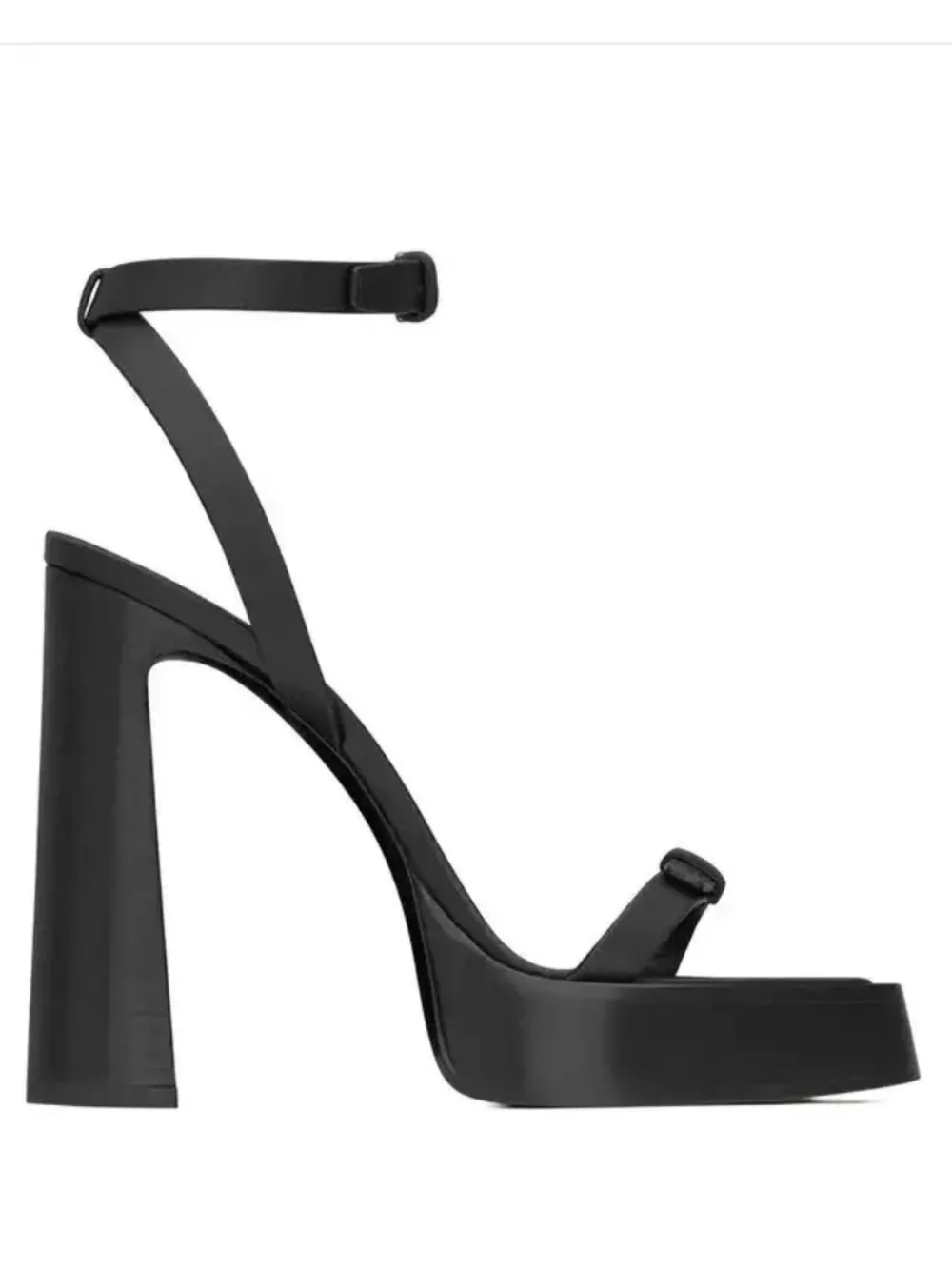 Saint Laurent Platz 105 Black Platform Sandals with Ankle Strap